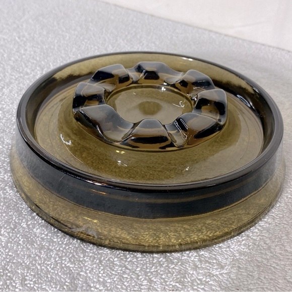 Vintage MCM Smoky Glass Ashtray Trinket Dish Glass Decor - Picture 1 of 14